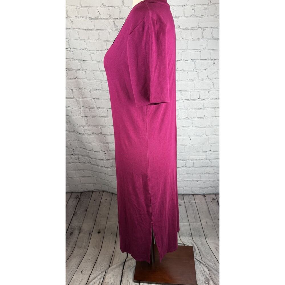 A New Day Ribbed Crew Neck Midi Dress Womens Size XXL Pink Magenta Side Slit New - Picture 5 of 9